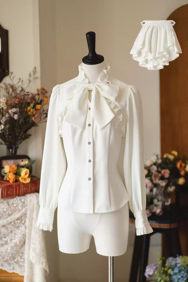 [Pre-order] Classical Elegant Ruffled Shirt Stripe Suit Set