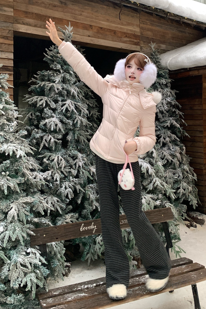 ファーフードダウンジャケット