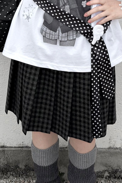 스쿨 걸 일러스트 루즈 탑 + 스커트