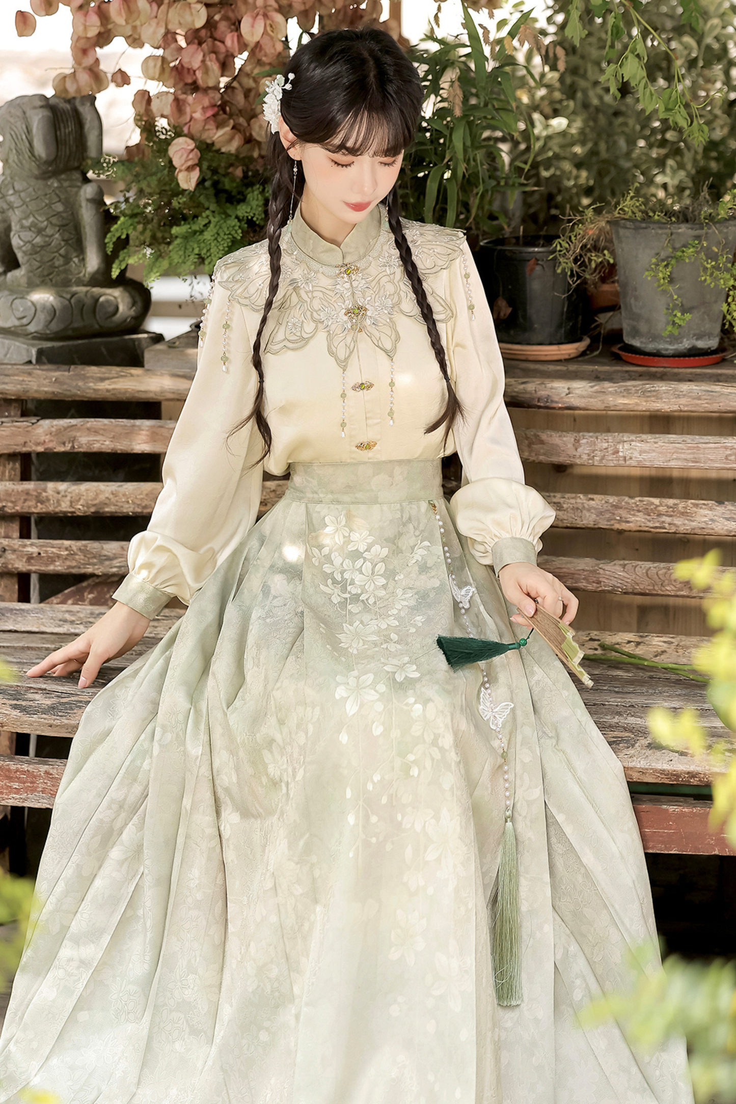 Jasmine Rain Long Sleeve Shirt + Elegant Skirt