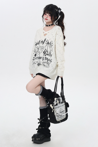 クロスストラップオーバールーズトップス