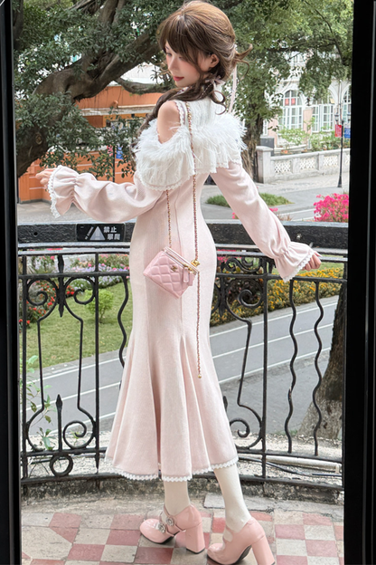 スウィートオフショルダーガーリードレス