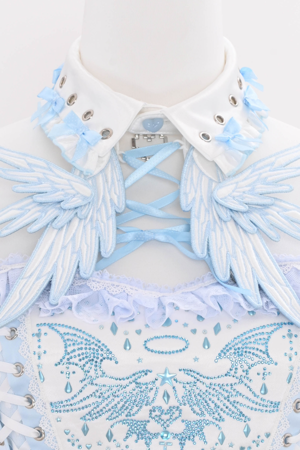 Aqua Angel Line Top + Skirt + Shirt Collar + Sleeve + Hat + Clips