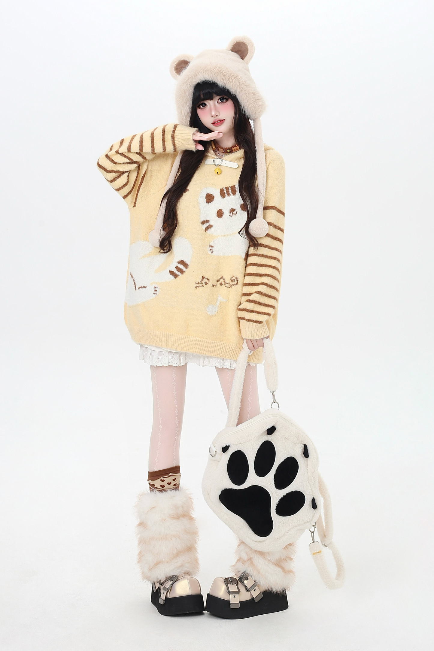 Striped Cat Loose Tops