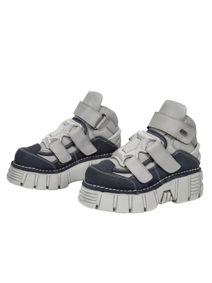 Metal Velcro Corrosable High Top Platform Sneakers Shoes