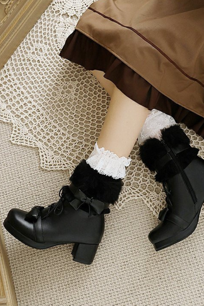 リボンファーロリータブーツ