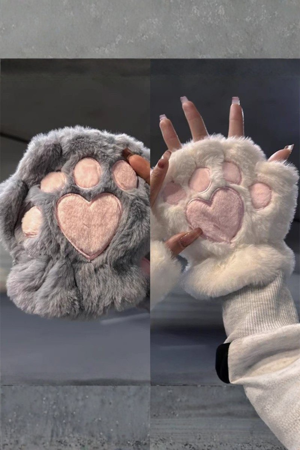 プラッシュハートハーフフィンガーグローブ