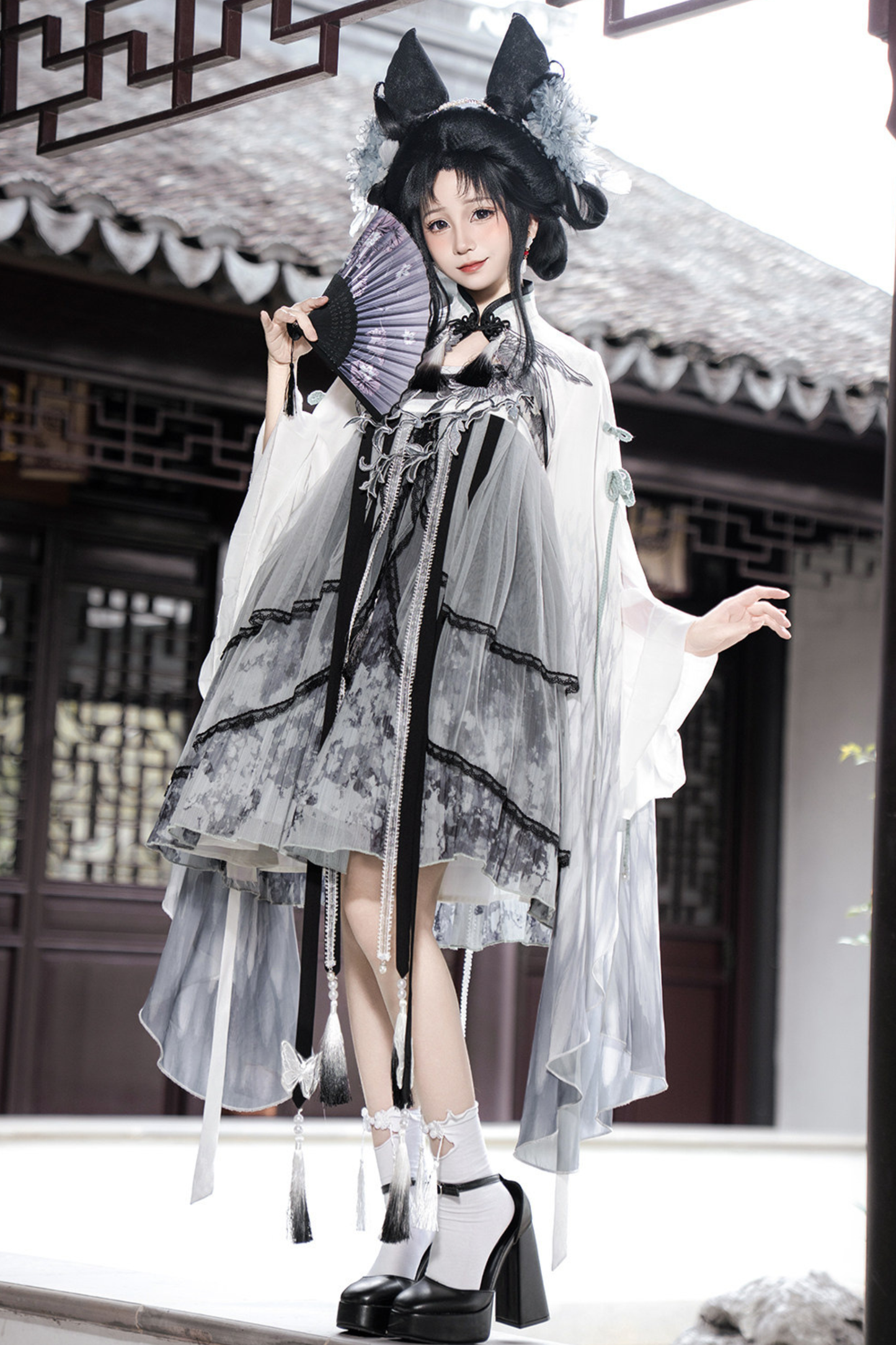 ダークチャイナドレス+ビッグスリーブケープ+チャイナトップス+スカート+キャミソールドレス+レッグウォーマー