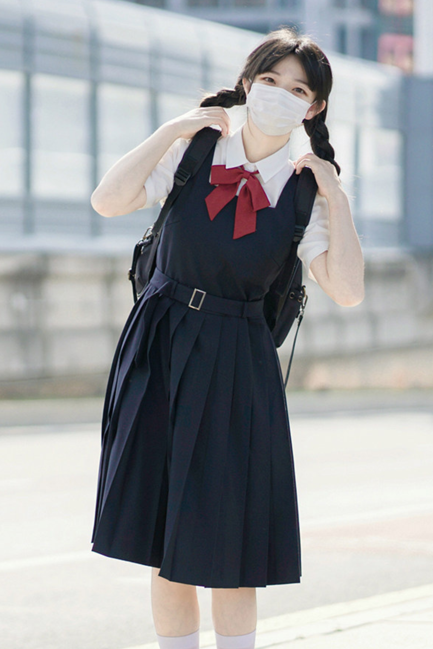 Retro College Plissee-Westenkleid