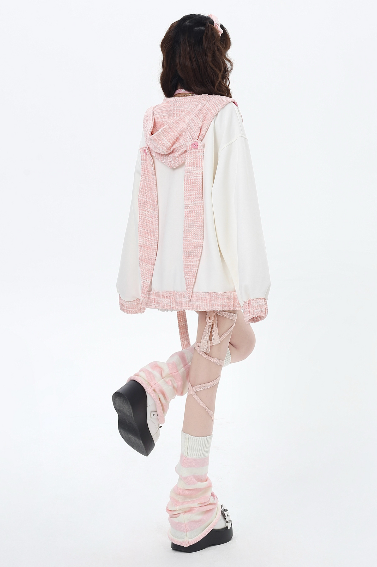 Sweet Milky Bunny Ear Hooded Jacket