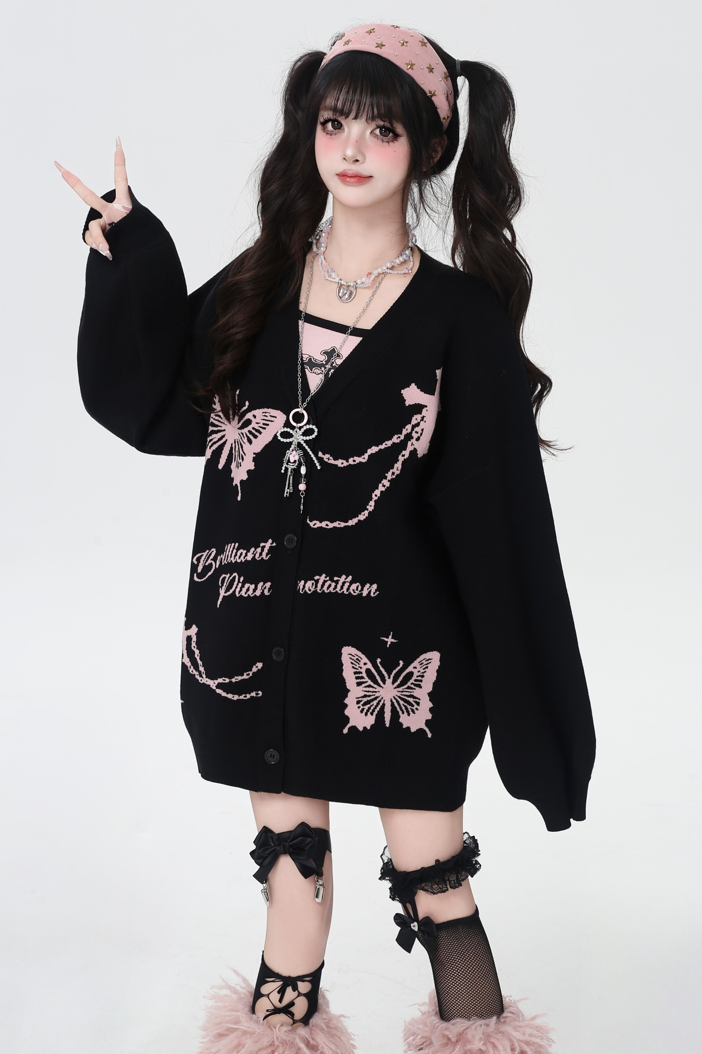 バタフライルーズデザインセーターカーディガン