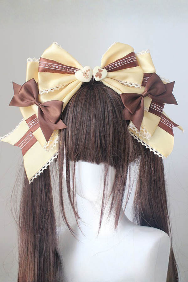 チョコレートバイカラービッグリボンカチューシャ