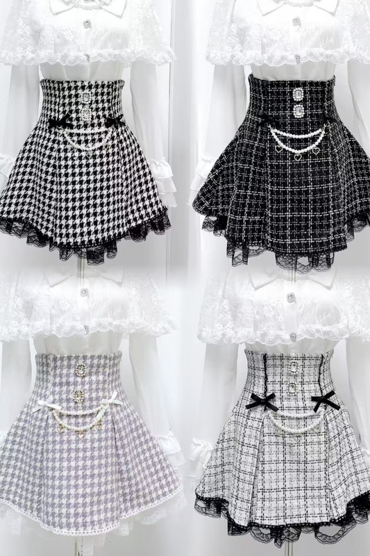 ファインスノーチェーンレースハイウエストスカート