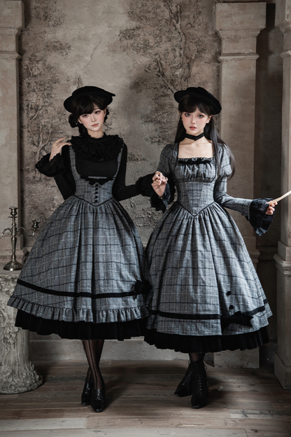 Check Fishbone Chest JSK + Dress + Innerwear + Ribbon + Hat