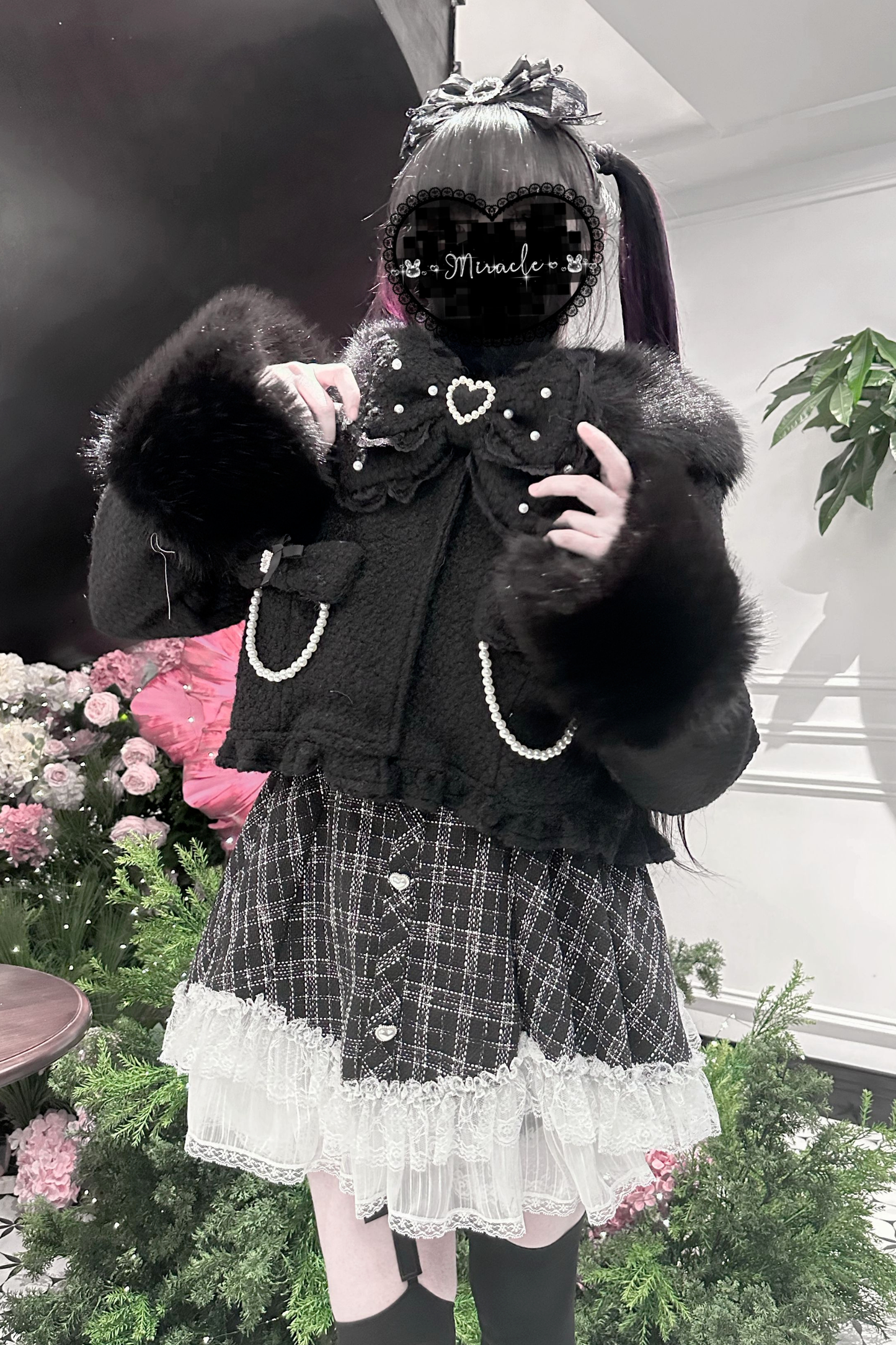 リボンファーショートコート