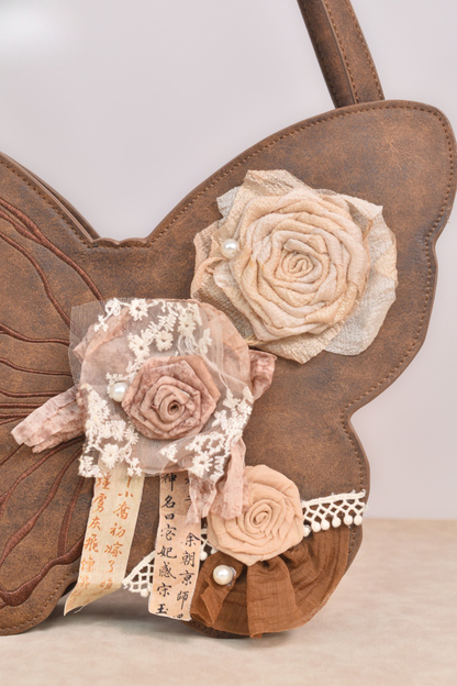 レトロブラウンバタフライワンショルダーバッグ