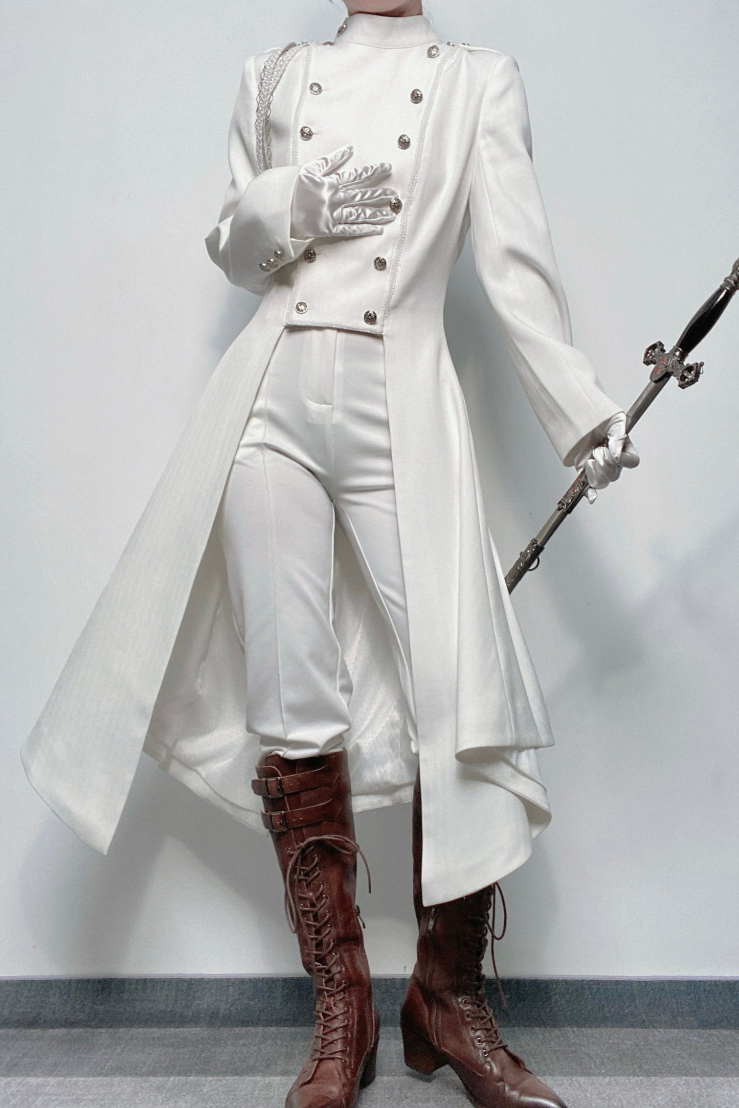 【12月29日予約締切】エターナルナイトプリンスダブルブレストゴシックロングテールコート＋ショルダーチェーンアクセサリー