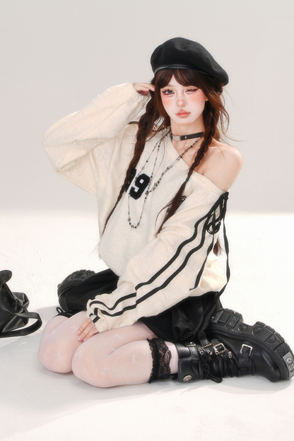 オフショルダースウェットワンピース