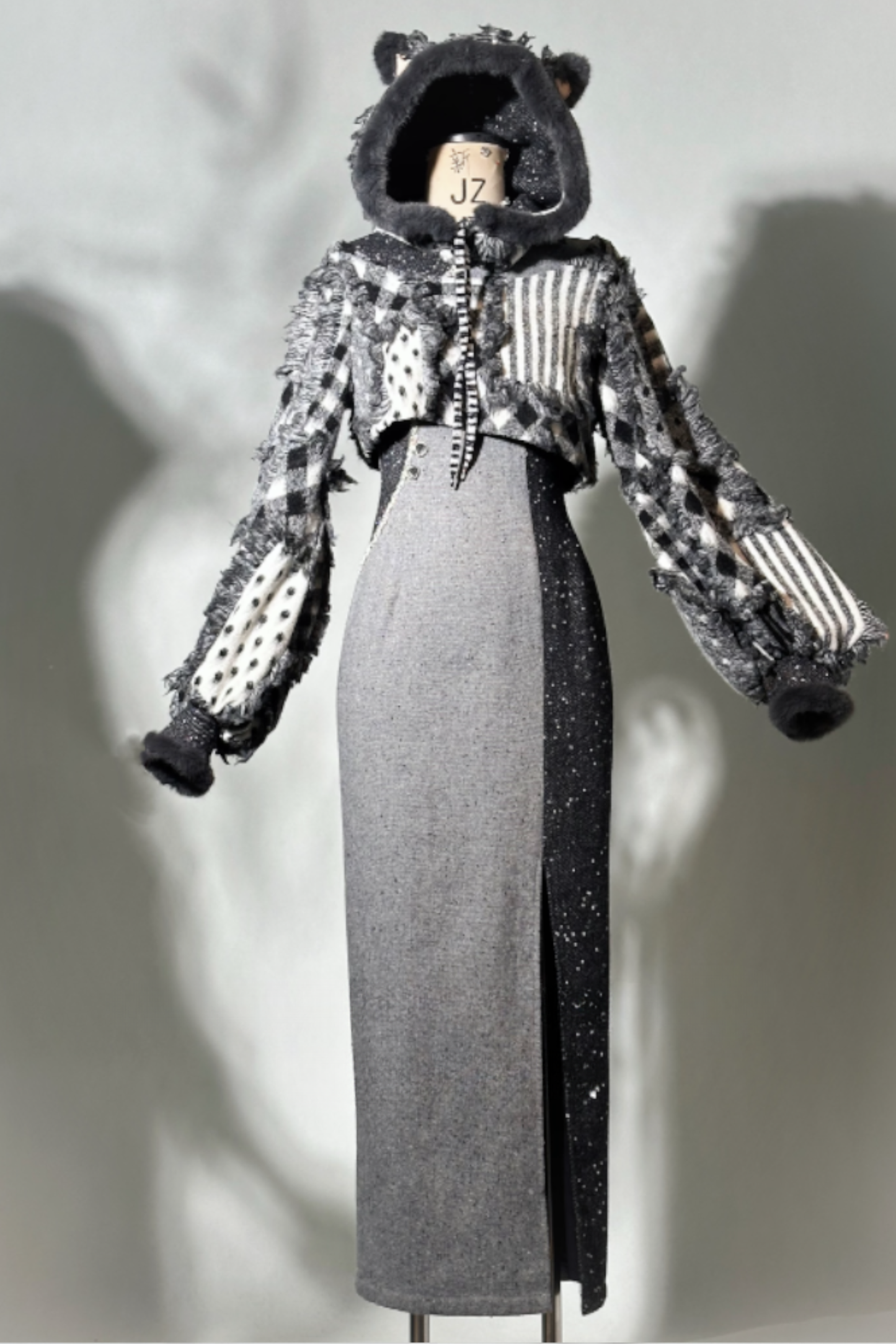 체크 디자인 모드 차이나 드레스