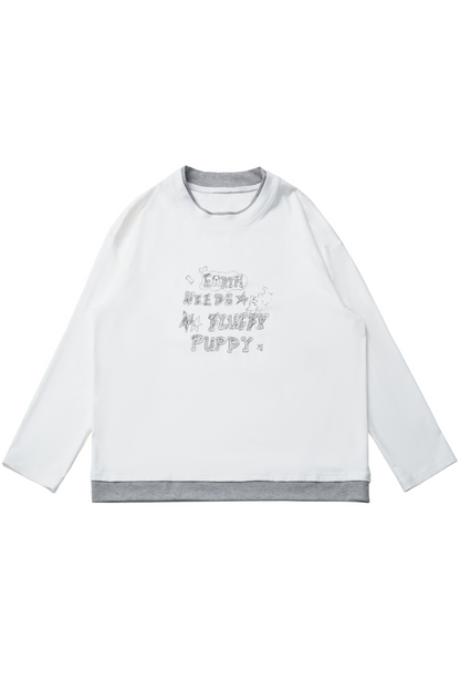 バイカラーパッチワークトップス