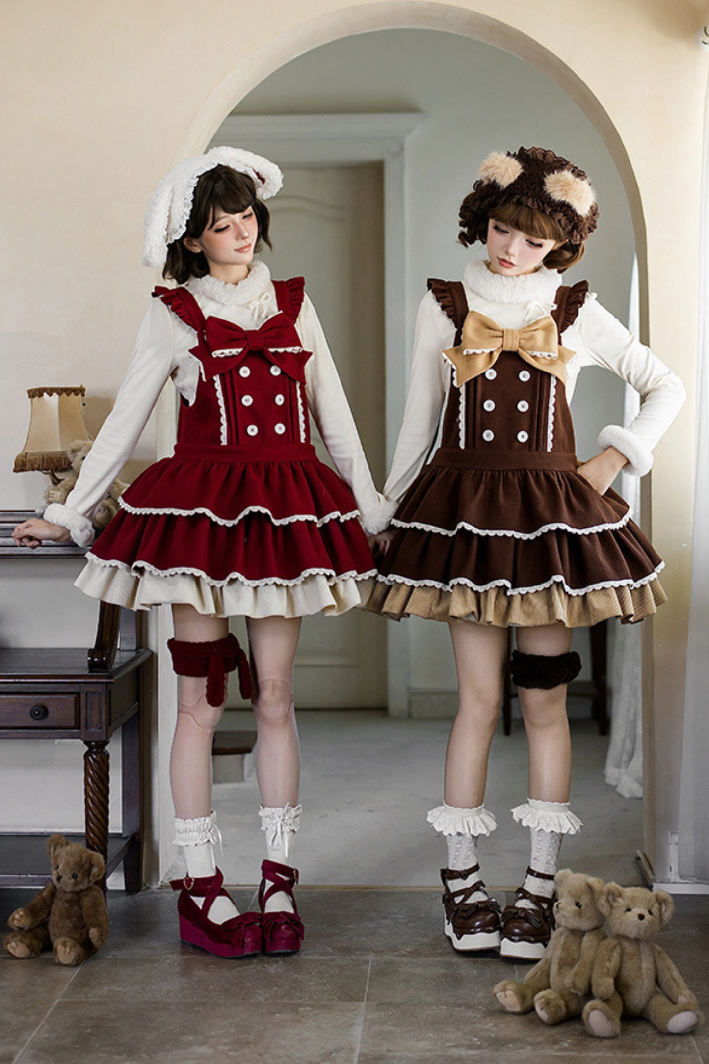 ドールロリータドレス+トップス+アニマルレッグループ+アニマルヘアバンド