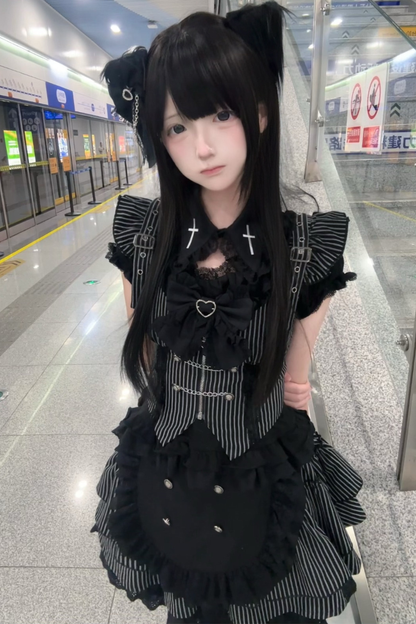 エンジェルストライプクロスベスト+トップス+スカート