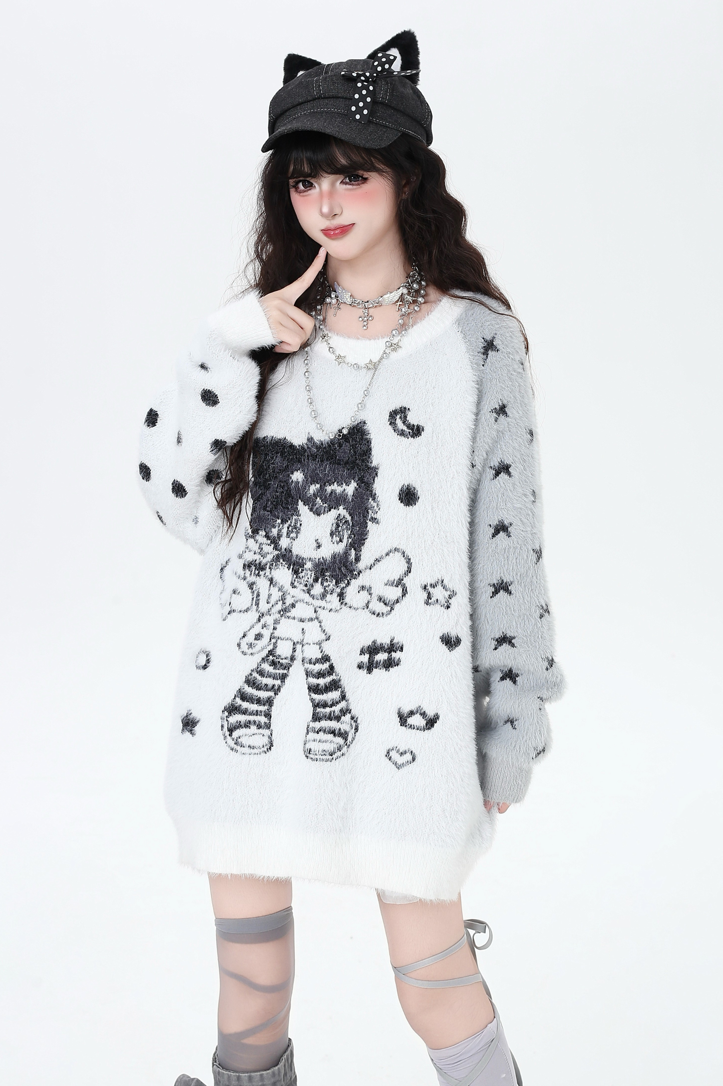 エンジェルバイカラールーズオーバーセーター