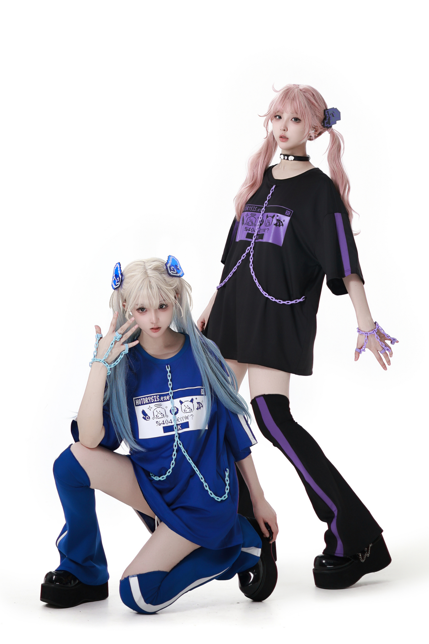 Subculture Loose Over T-shirt + Pants + Leg Warmers + Angel Devil Hairpin