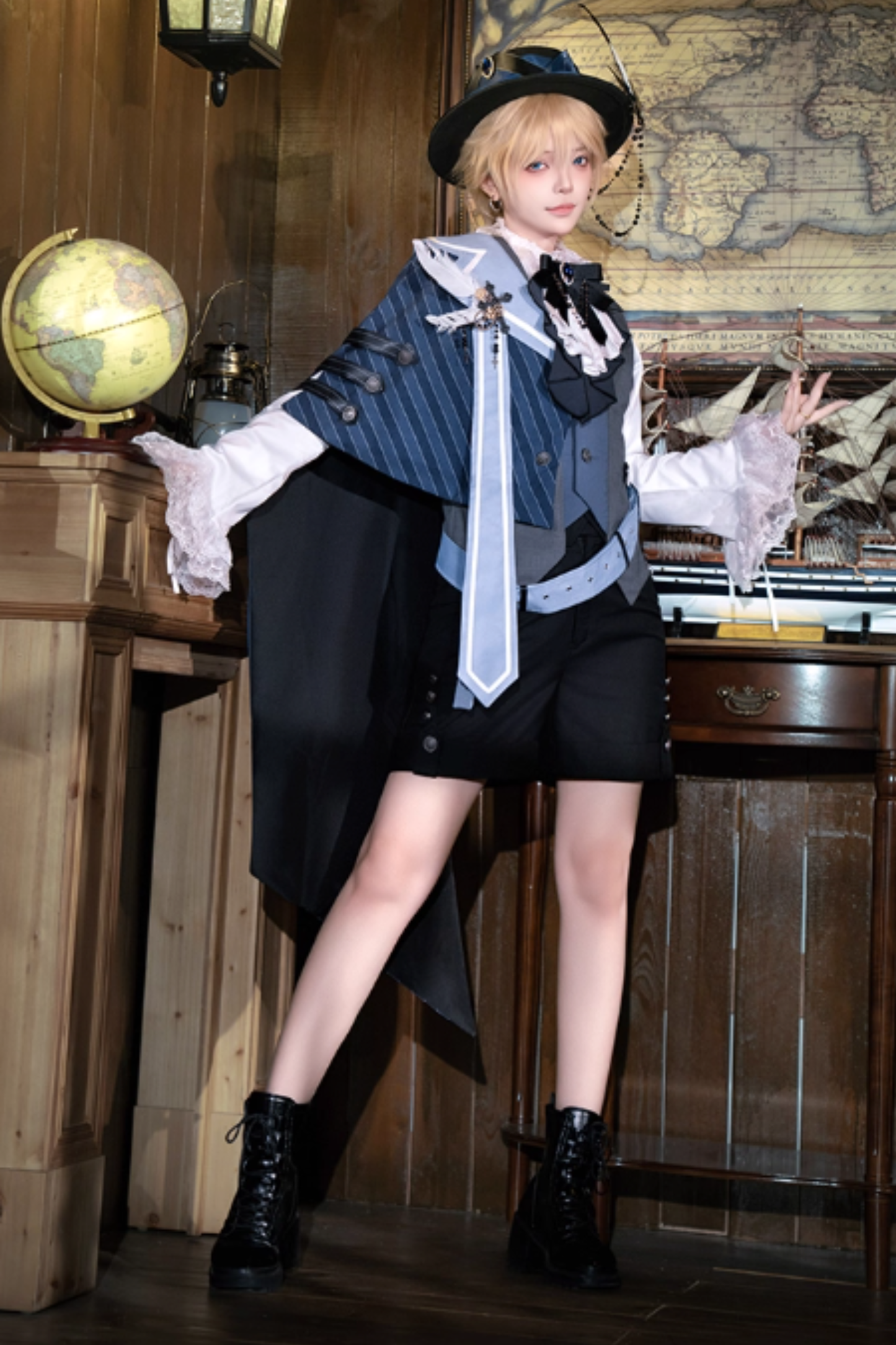 [Pre-order Deadline: November 9] Steampunk Prince Vest Shorts Cape Suit Set + Hat + Complete Accessories