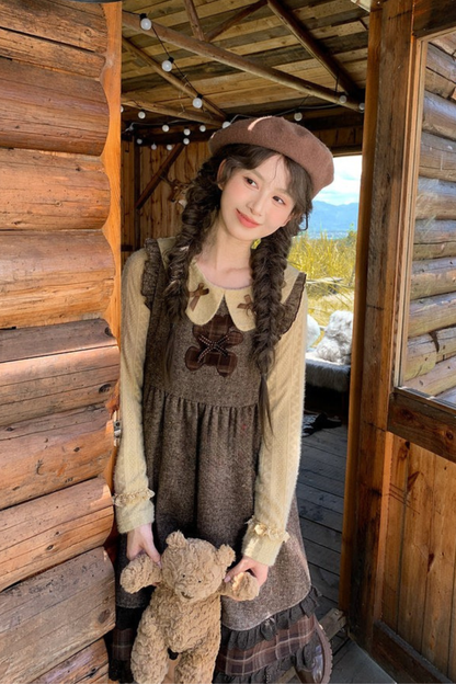 レトロチェックドレス+レトロドールトップス