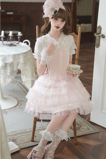 스위트 걸 인형 칼라 로리타 탑 + 스커트