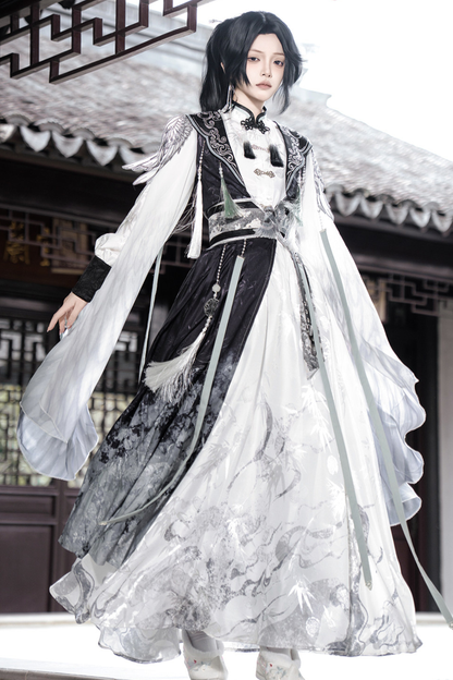 チャイナビッグスリーブケープ+シャツ+ロングスカート+ウエストベルト+チャイナトップス+スカート+キャミソールドレス+レッグウォーマー