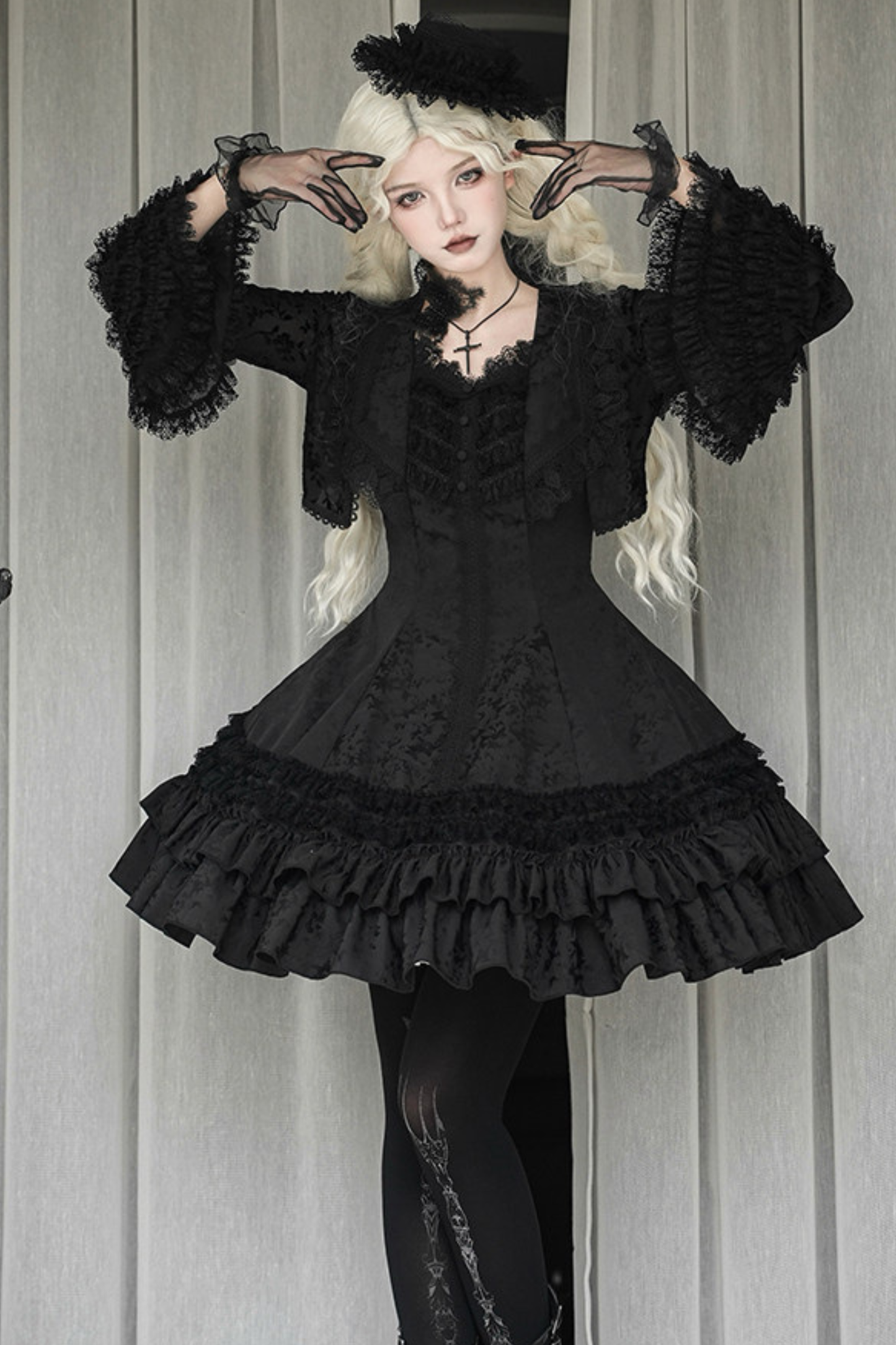 修身哥特蘿莉塔吊帶裙+外套