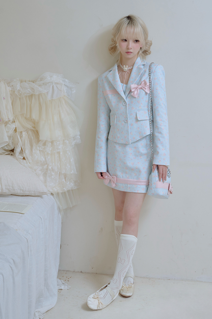 フローラルスイートリボンジャケット＋タイトスカート