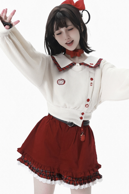 Fruit milk hooded jacket + top + pants + leg warmers