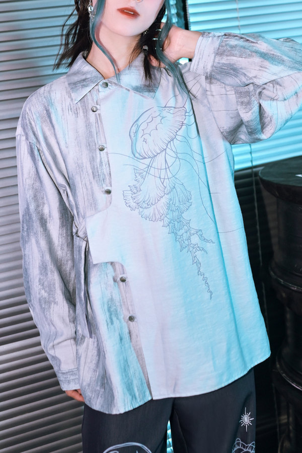 Asymmetrical Chinese design shirt