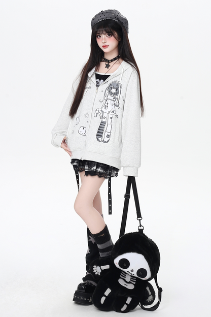 ガールイラストフードパーカー