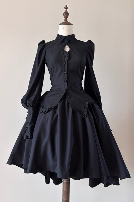 Gothic Puff Shoulder Blouse + Skirt