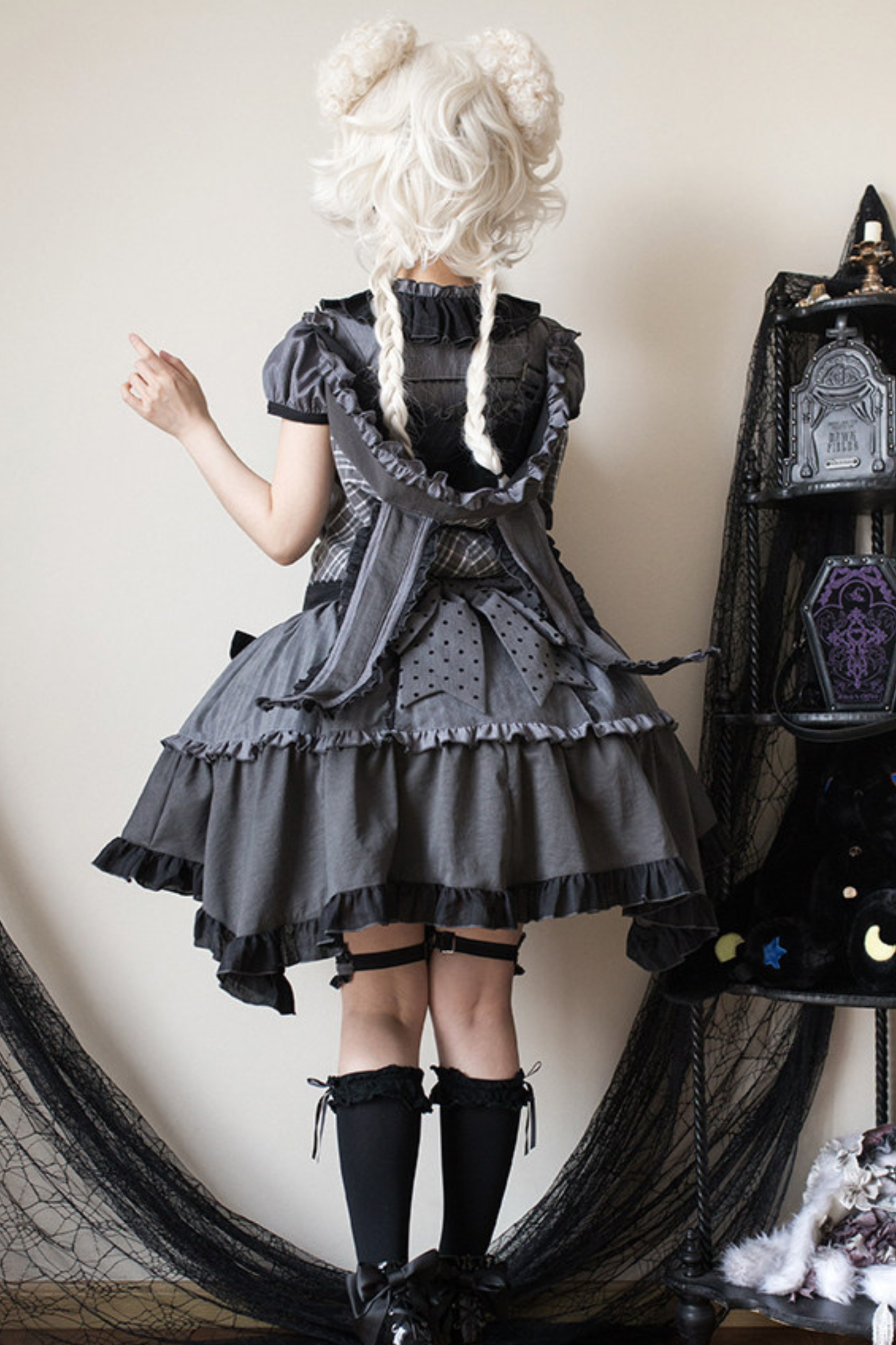 Striped Skirt + Leg Ring + Shirt