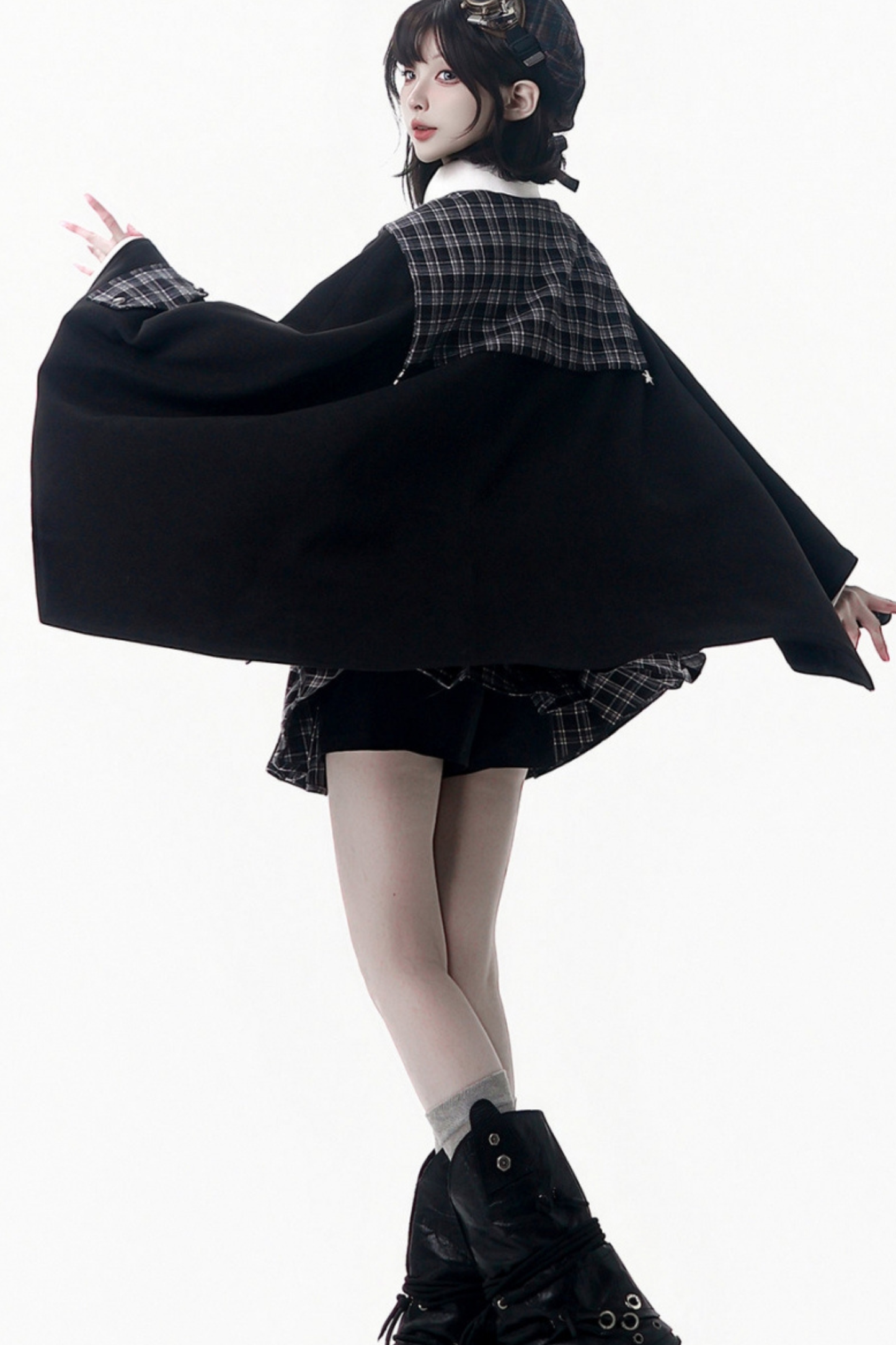 チェッカーアカデミーコート+シャツ+スカート