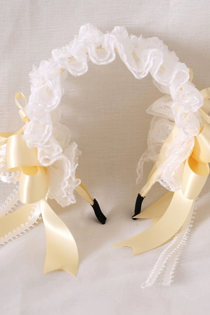 Milk Yellow Silk Satin Ballet Lolita Hair Accessories