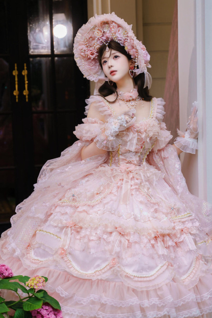 スイートフラワーゴージャスティーパーティーミディアムロリータドレス