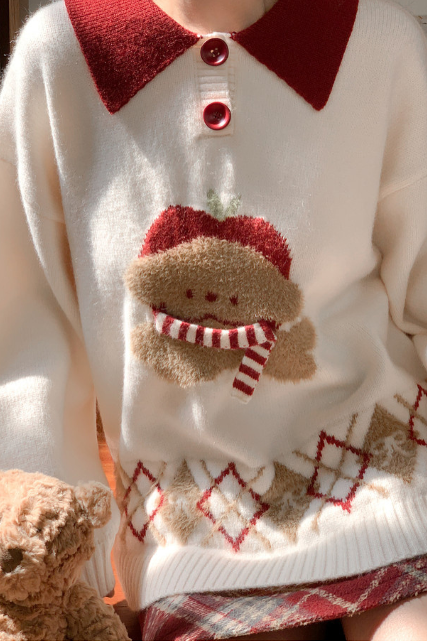 アニマルニットポロセーター+カーディガン