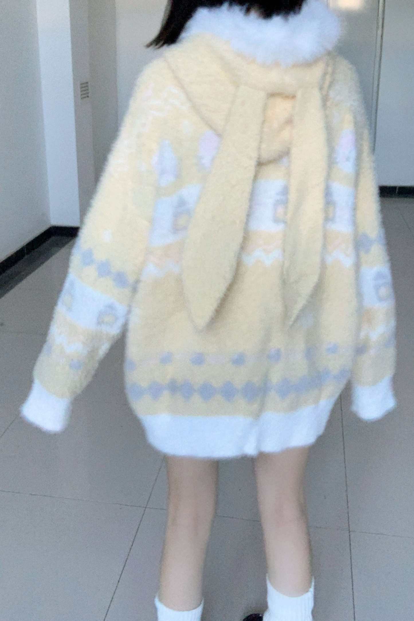 ラビットフードニットカーディガン