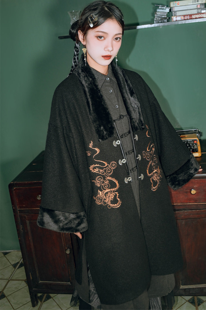 Chinese Dragon Motif Long Cardigan