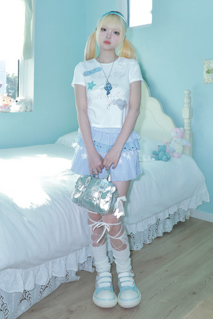 ショルダースリムドリームガールY2KTシャツ