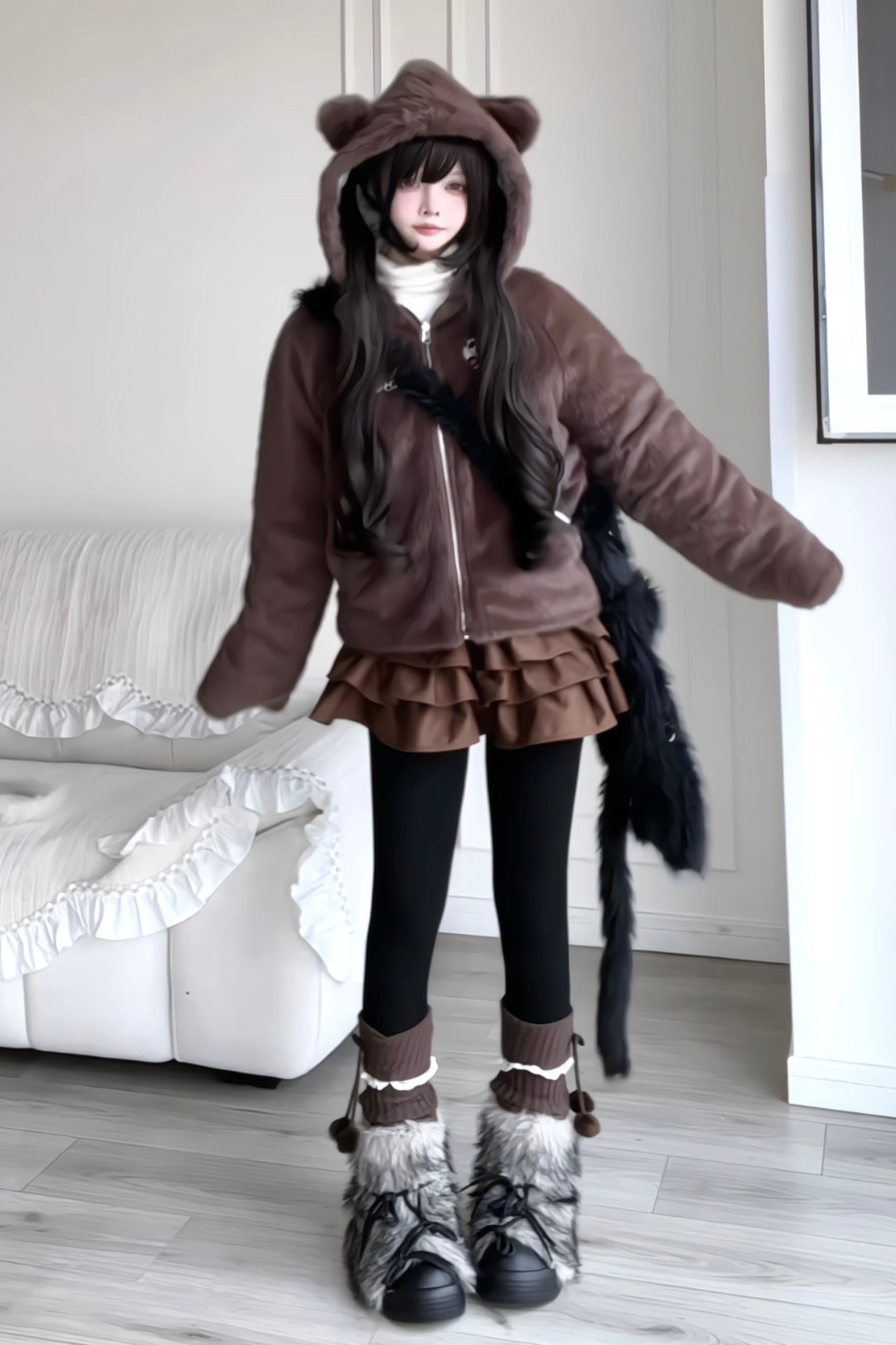 Animal Fur Reversible Zip Jacket