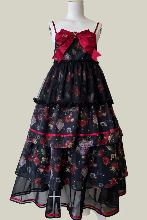 Retro Antique Cherry Sweet Lolita Dress + Jumper Skirt