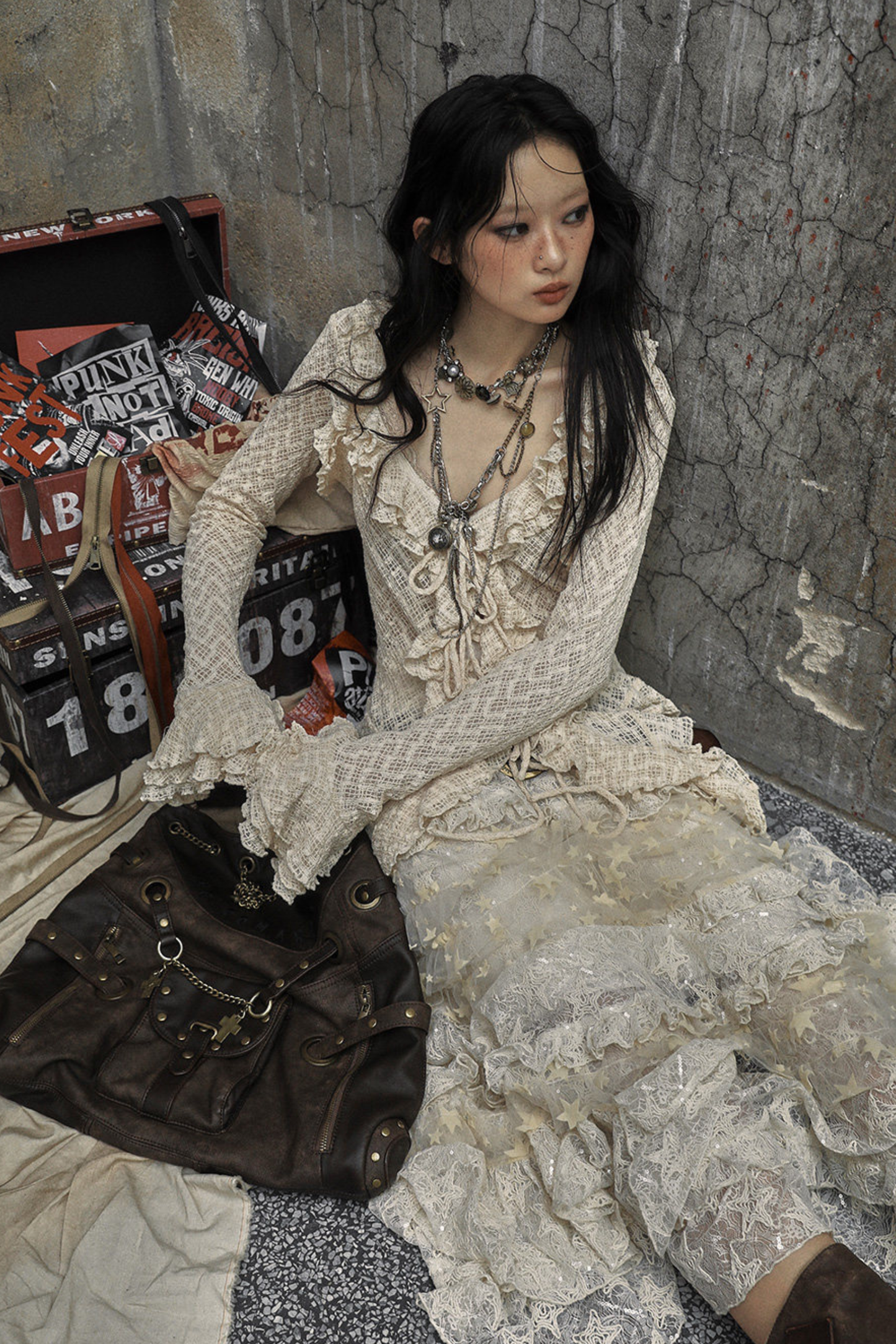 레트로 궁전 레이스 블라우스