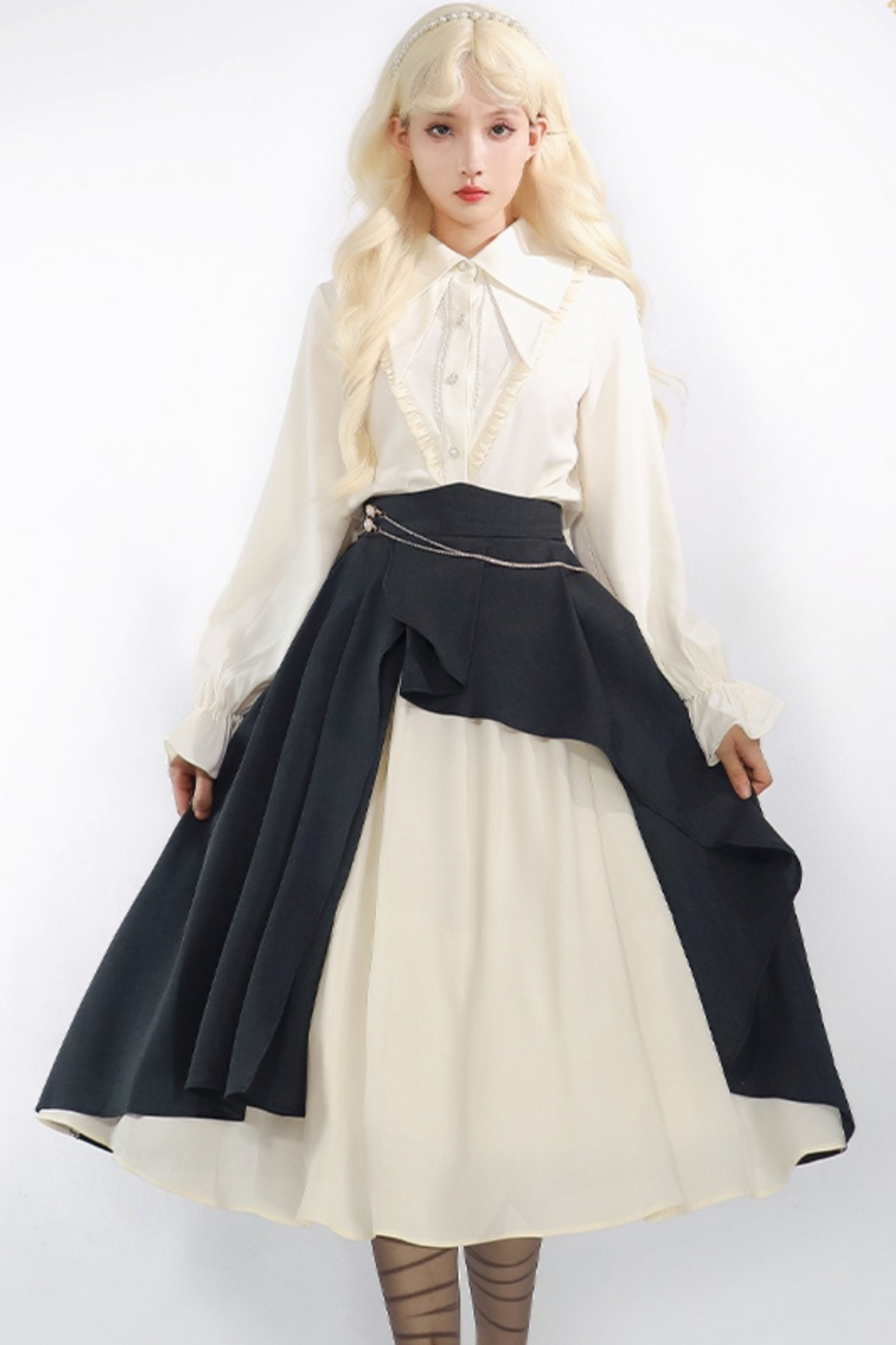 エレガントシャツ+イレギュラースカート